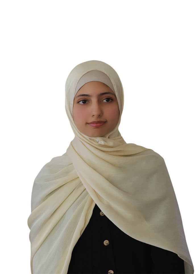Satin Silk Crepe Dotted Shawl / Scarf | Cream