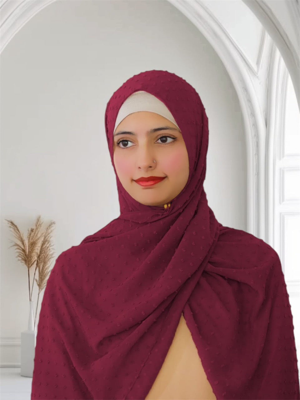 Pom Bubble Chiffon Hijab | Magenta