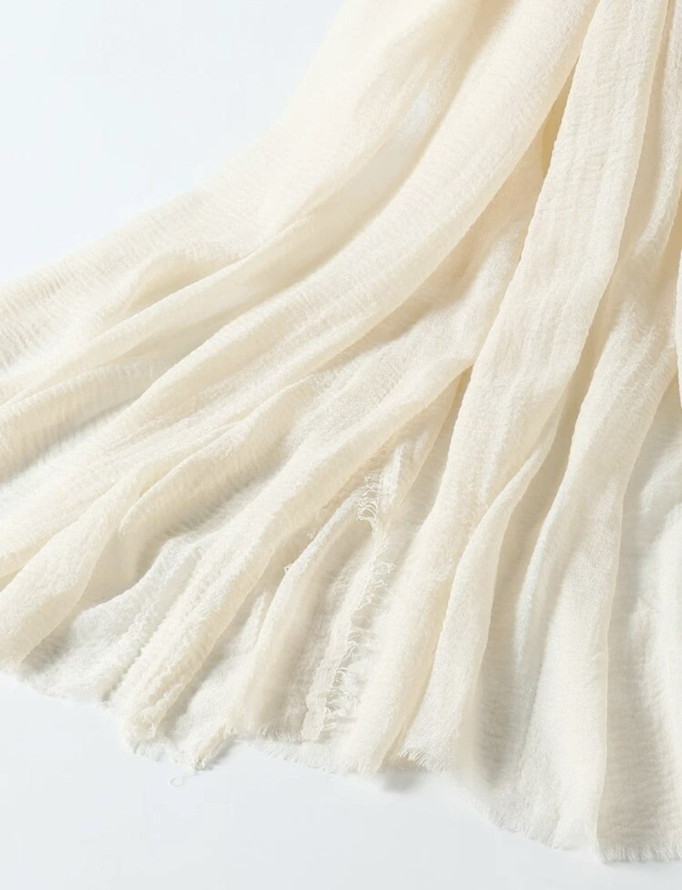 Premium Crinkle Cream Cotton Scarf - Cotton Scarf (Cream) - Ayesha’s Collection