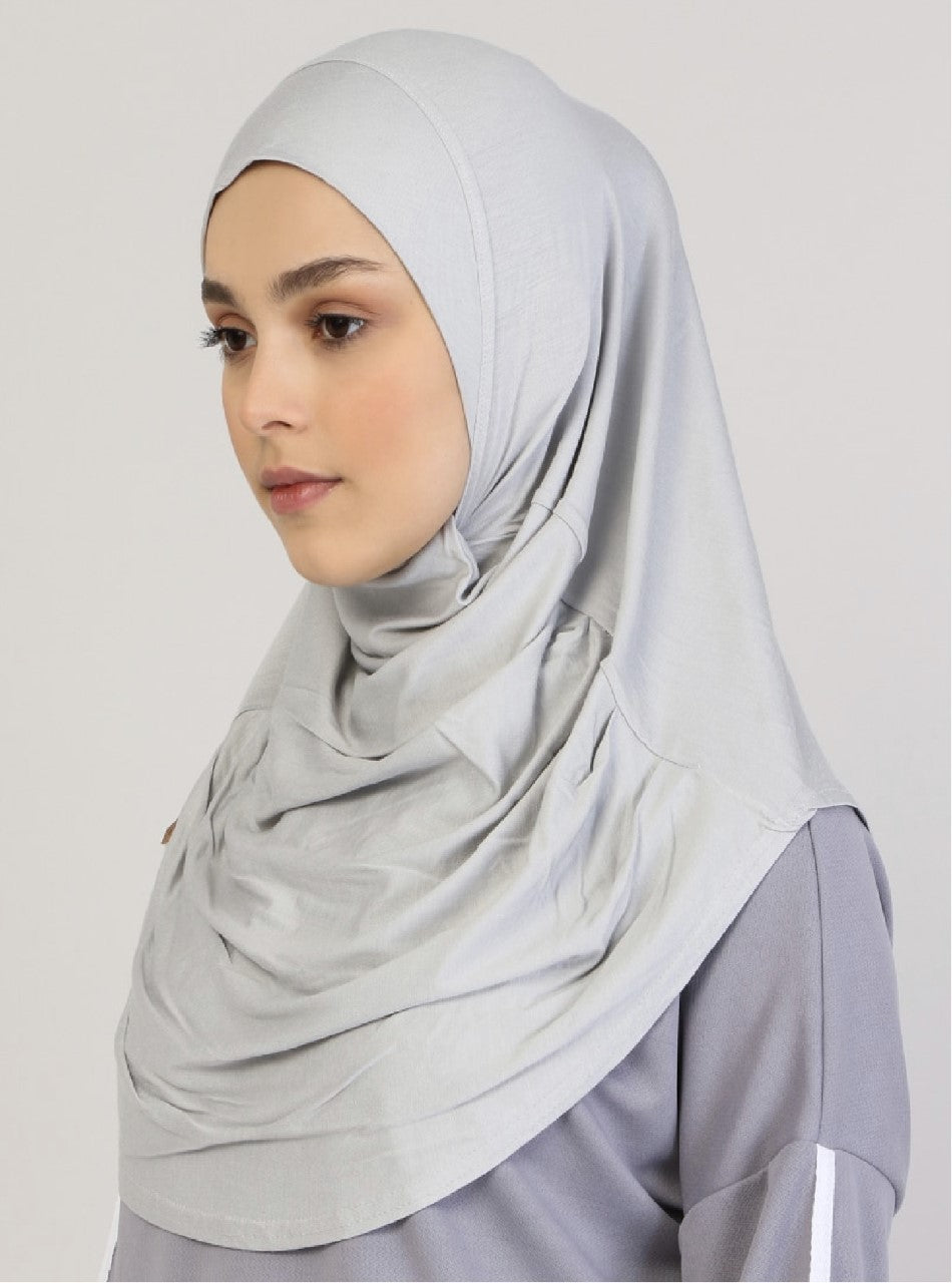 Viscose Instant Muslim Hijab | Light Gray