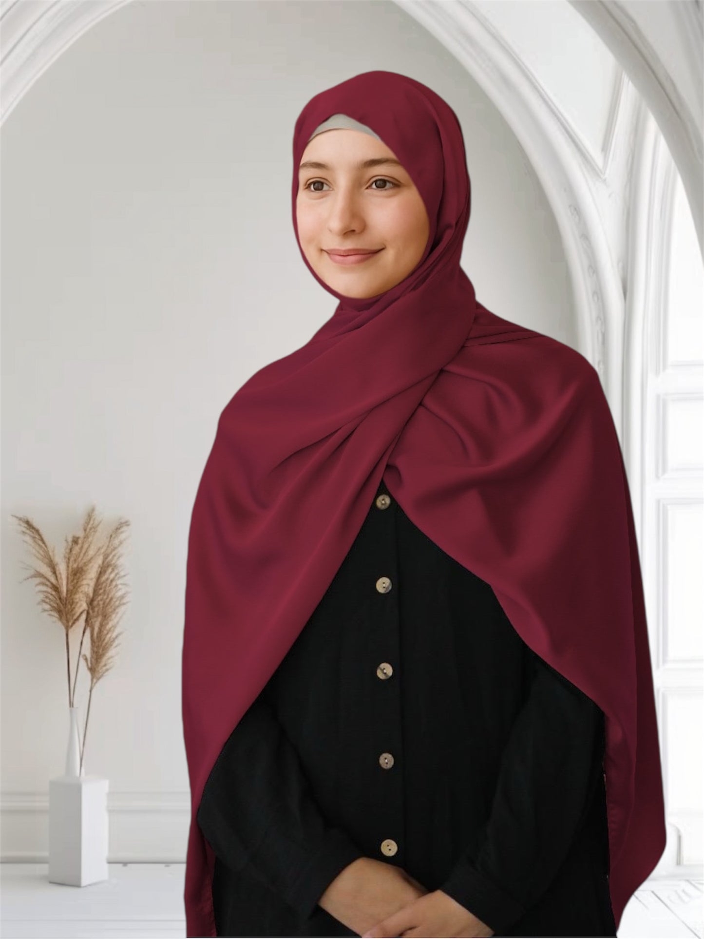 Matte Satin Silk Scarf | Violet Red