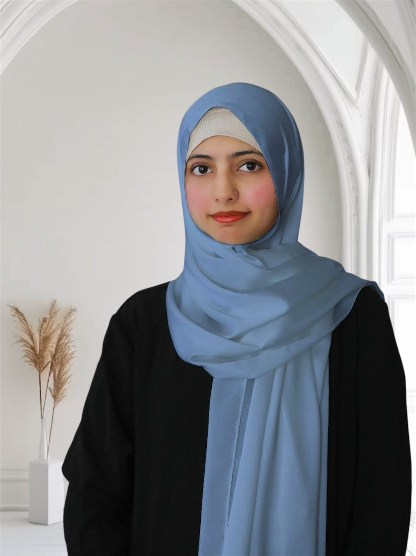 Matte Satin Silk Scarf | Baby Blue