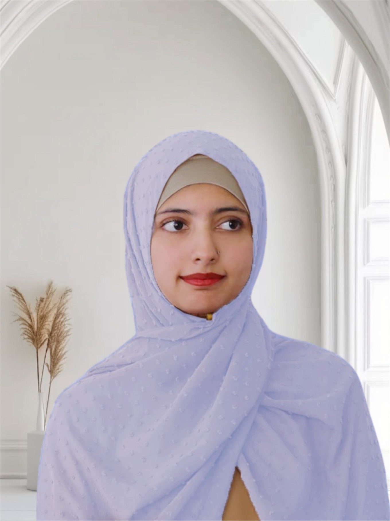 Pom Bubble Chiffon Hijab | White