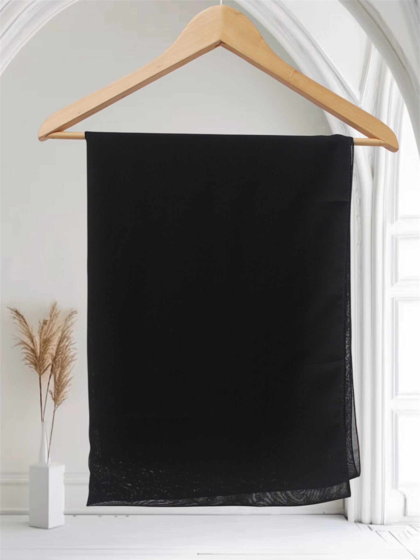 Open Front Button-Down Abaya with Matching Hijab | Black