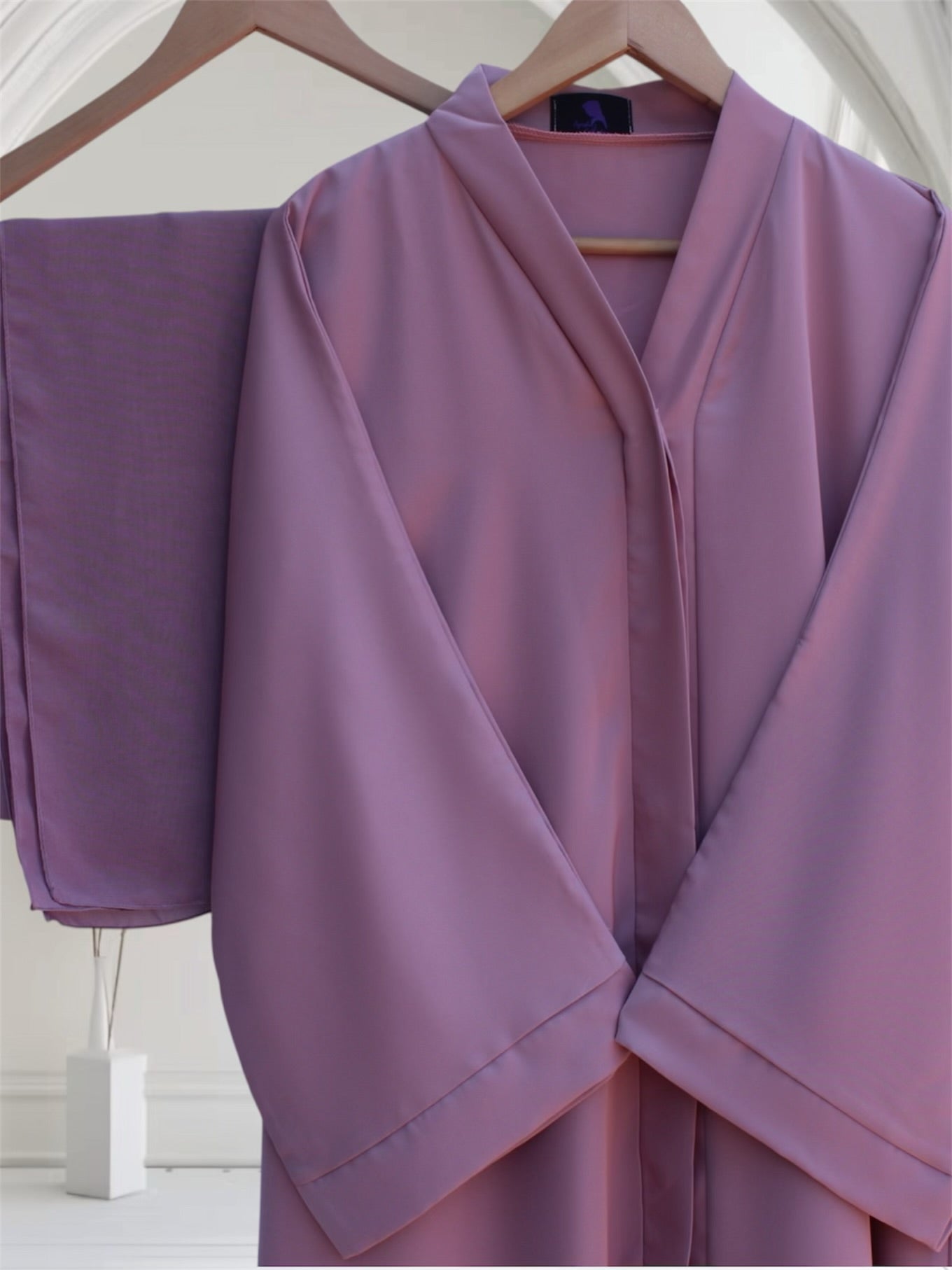 Open Front Button-Down Abaya with Matching Hijab | Pink