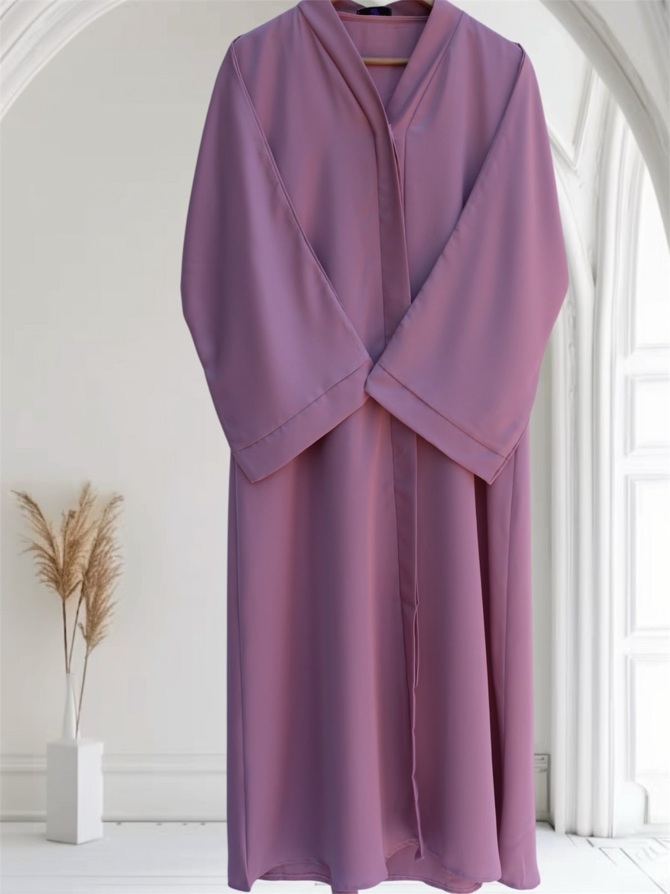 Open Front Button-Down Abaya with Matching Hijab | Pink