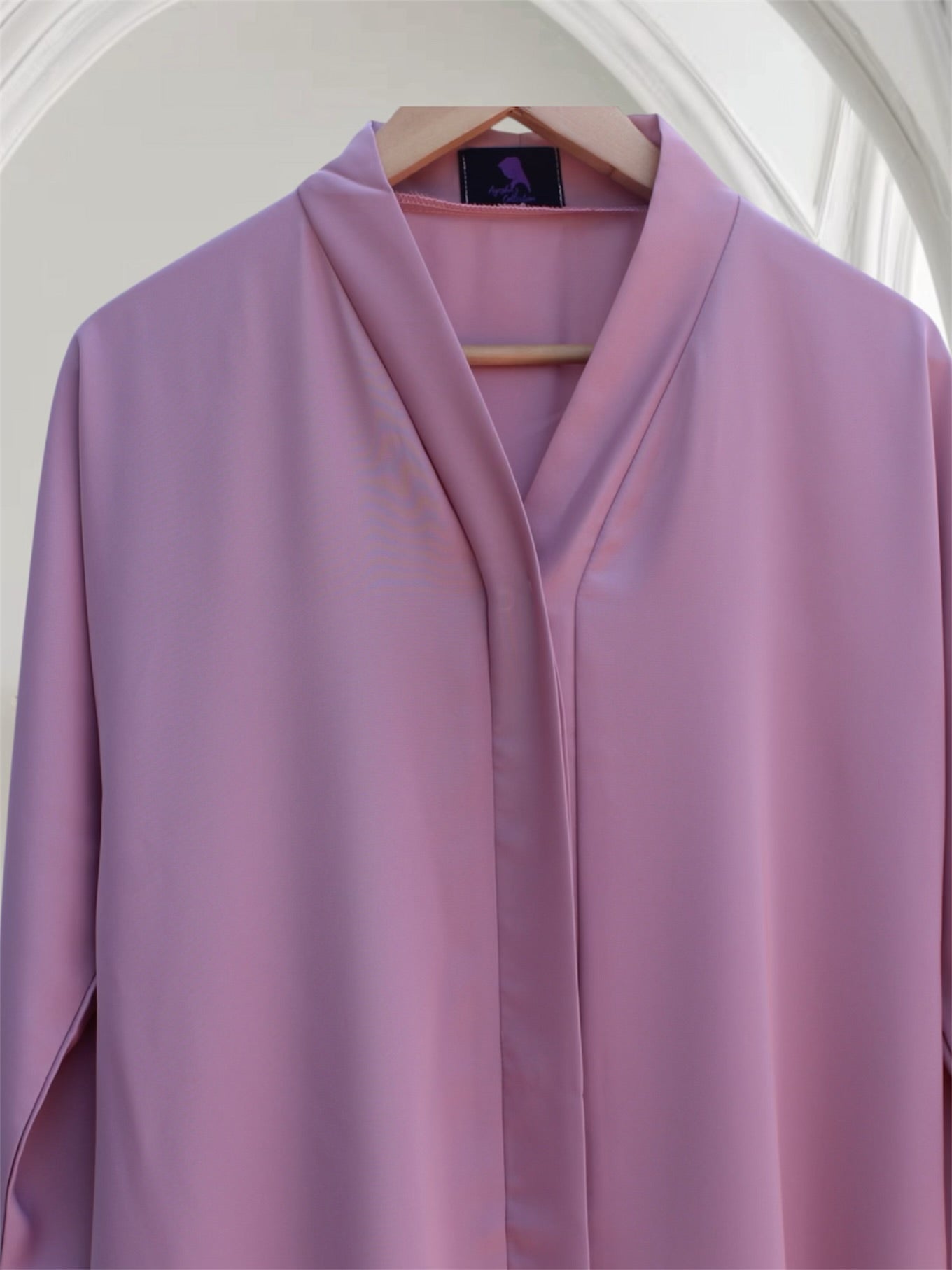 Open Front Button-Down Abaya with Matching Hijab | Pink