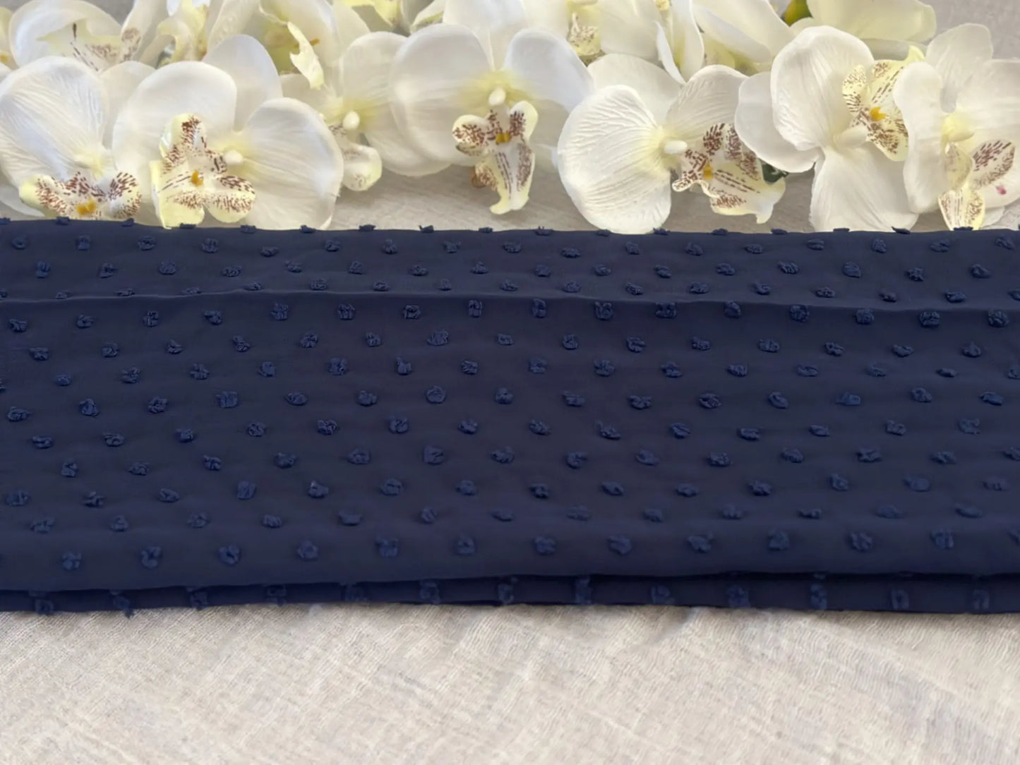 Pom Bubble Chiffon Hijab (Navy Blue) - Ayesha’s Collection