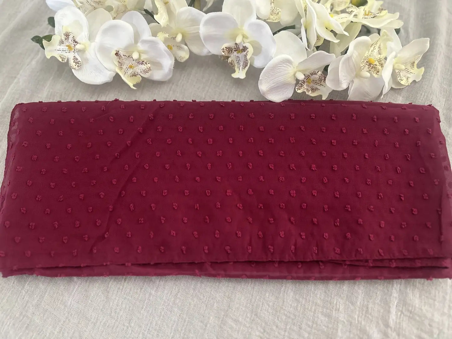 Pom Bubble Chiffon Hijab (Purplish Maroon) - Ayesha’s Collection