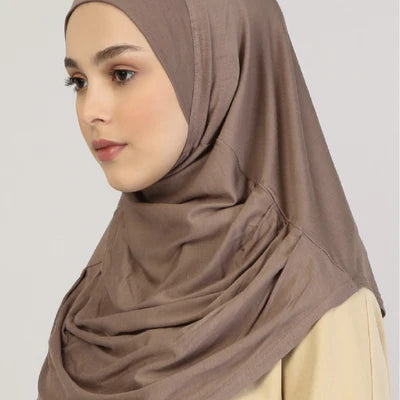 Viscose Instant Muslim Hijab | Brown