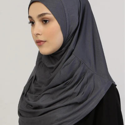 Viscose Instant Muslim Hijab | Charcoal