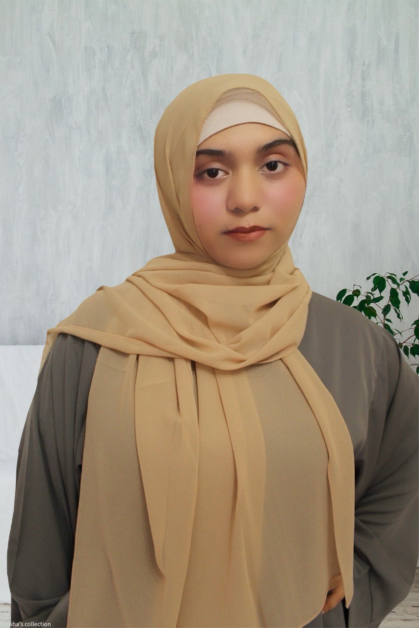 Lightweight Classic Chiffon Hijab | Bisque