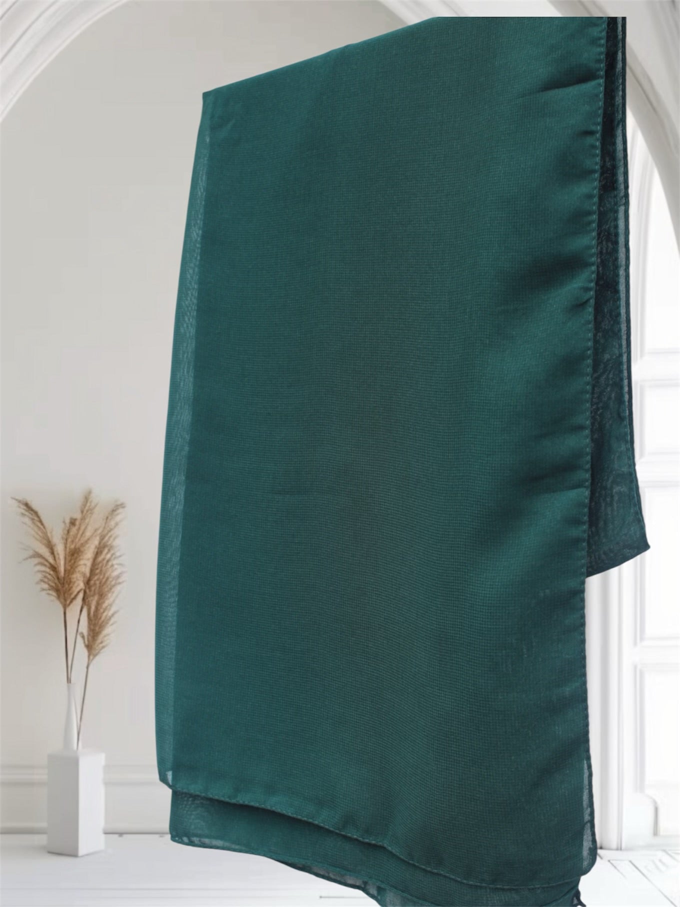 Open Front Button-Down Abaya with Matching Hijab | Dark Green