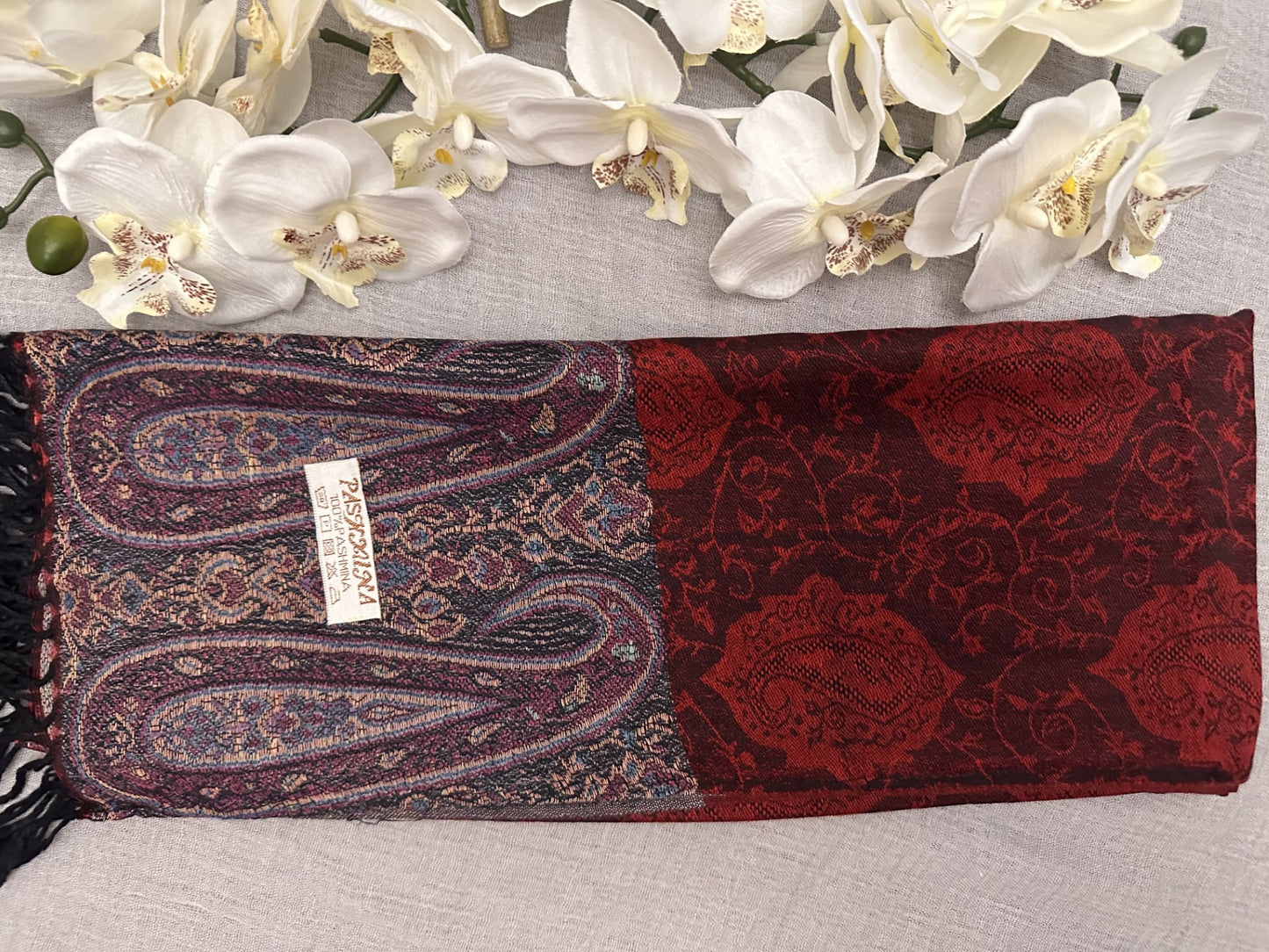 Pashmina Shawl | Red and Black