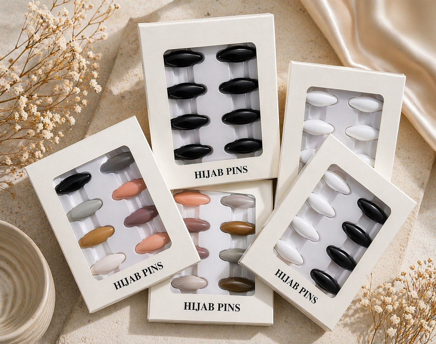 Traditional Hijab Pins in Multiple Colors