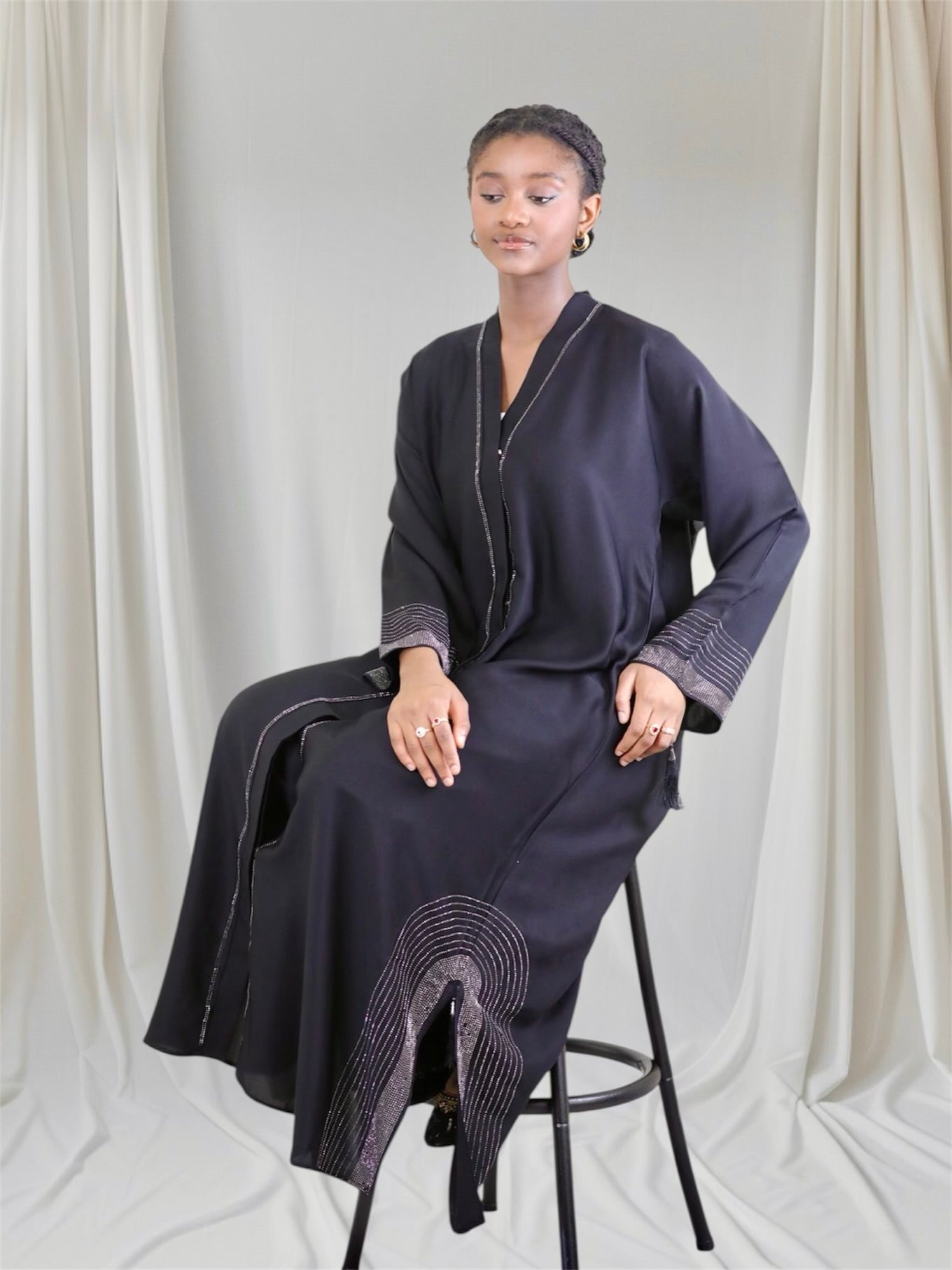 Ayesha's Elegant Turkish Abayas Embellished with Rhinestones for Rich Trendy Modern look 
