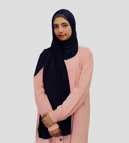 Rayon Cotton Jersey Scarf | Navy