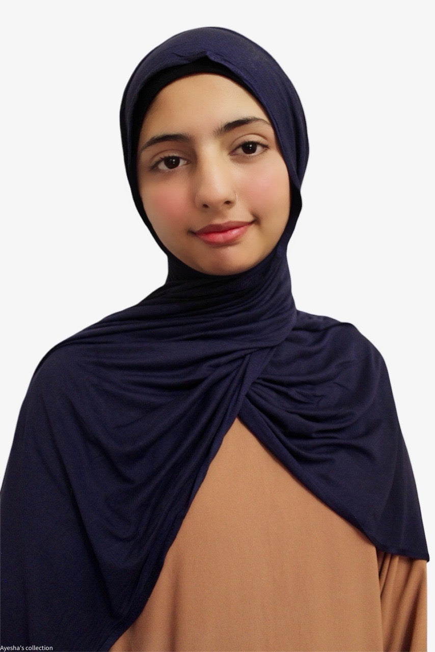 Premium Quality Cotton Jersey Hijab / Shawl | Navy Blue