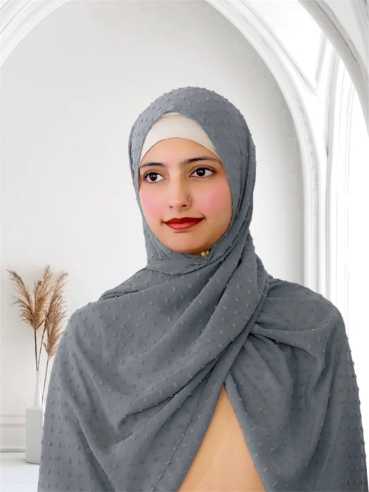 Pom Bubble Chiffon Hijab | Ocean Blue