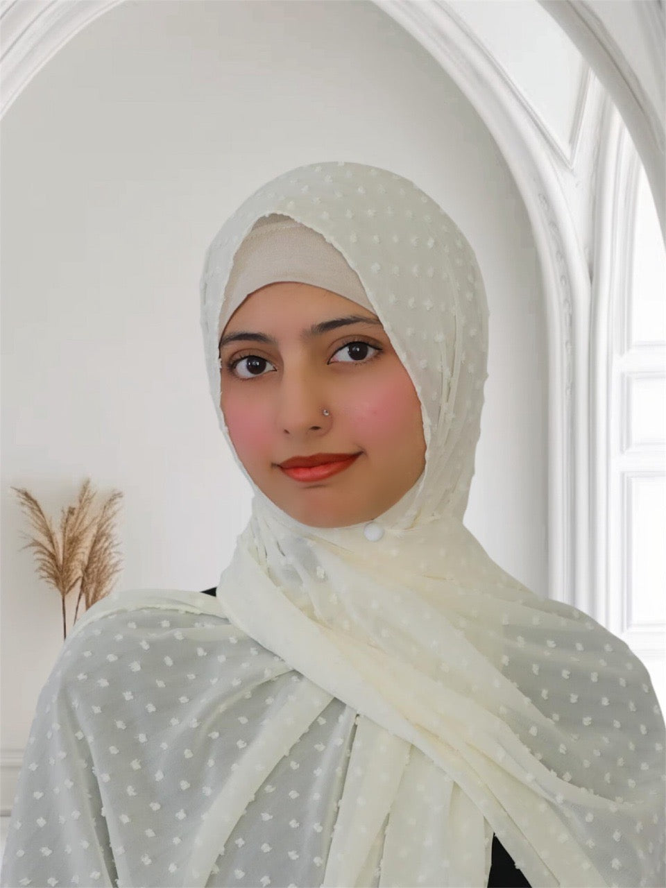 Pom Bubble Chiffon Hijab | Milky White
