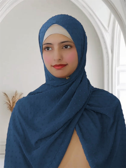 Pom Bubble Chiffon Hijab | Dusty Blue