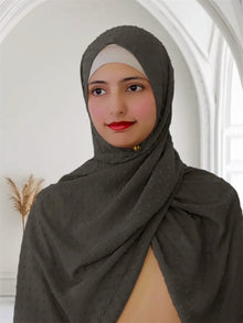 Pom Bubble Chiffon Hijab | Charcoal