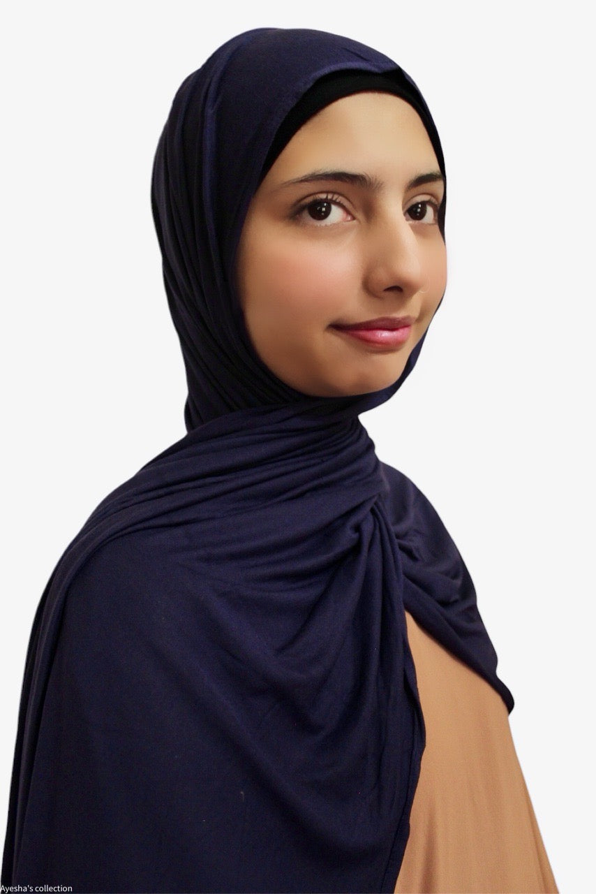 Premium Quality Cotton Jersey Hijab / Shawl | Navy Blue