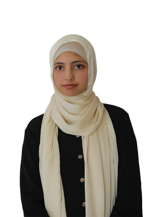 Satin Silk Crepe Dotted Shawl / Scarf | Cream