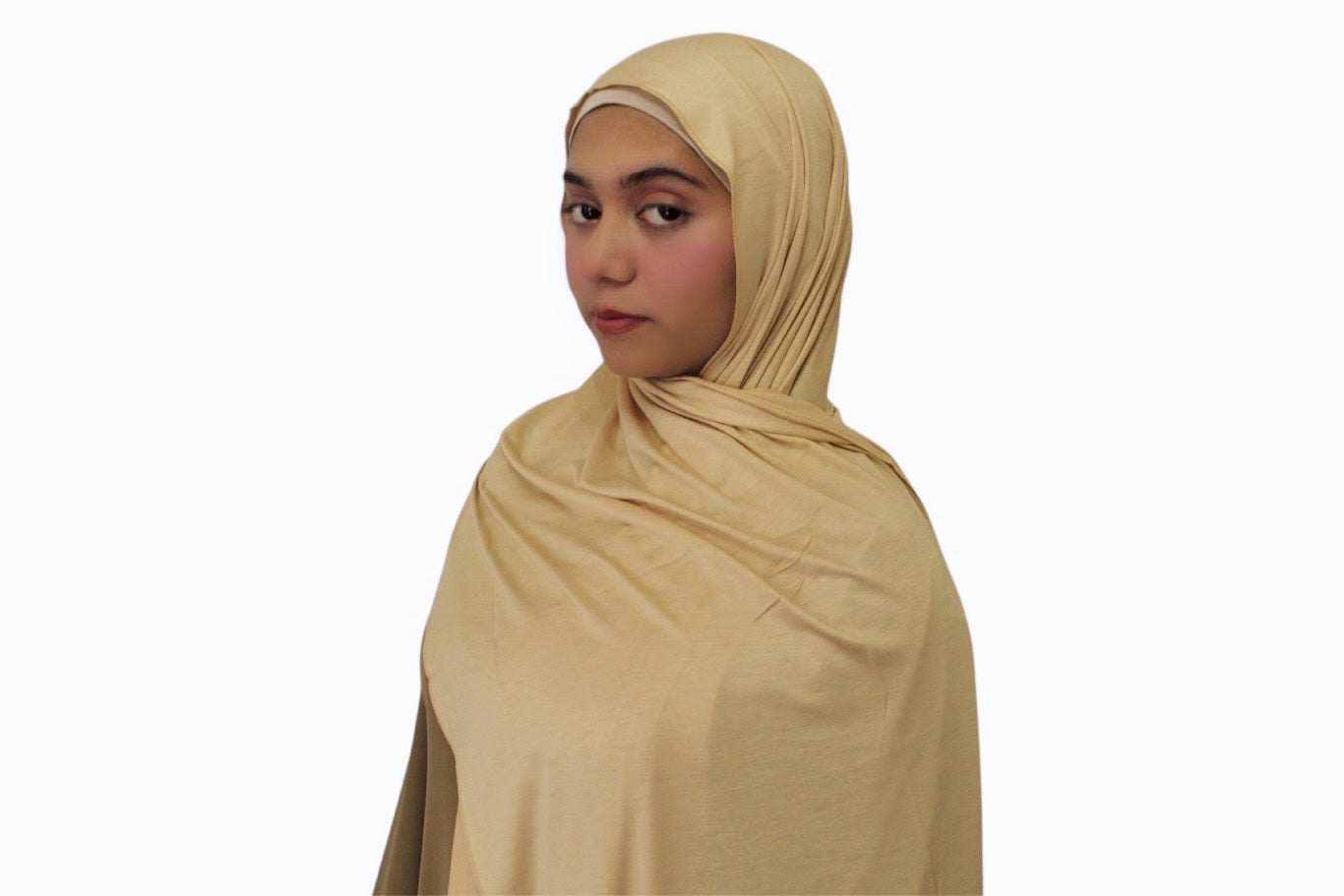 Rayon Cotton Jersey Scarf | Beige