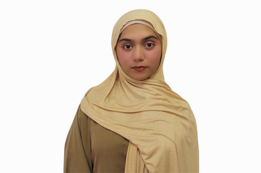 Rayon Cotton Jersey Scarf | Beige
