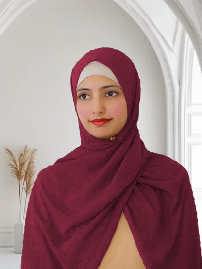 Pom Bubble Chiffon Hijab | Magenta
