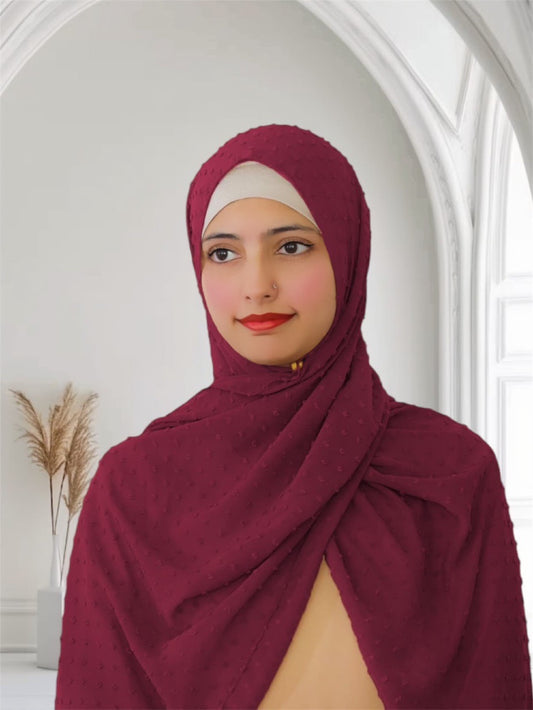 Pom Bubble Chiffon Hijab | Magenta