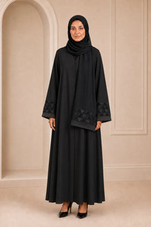Ayesha's Luxury Embroidered Abaya set | Black
