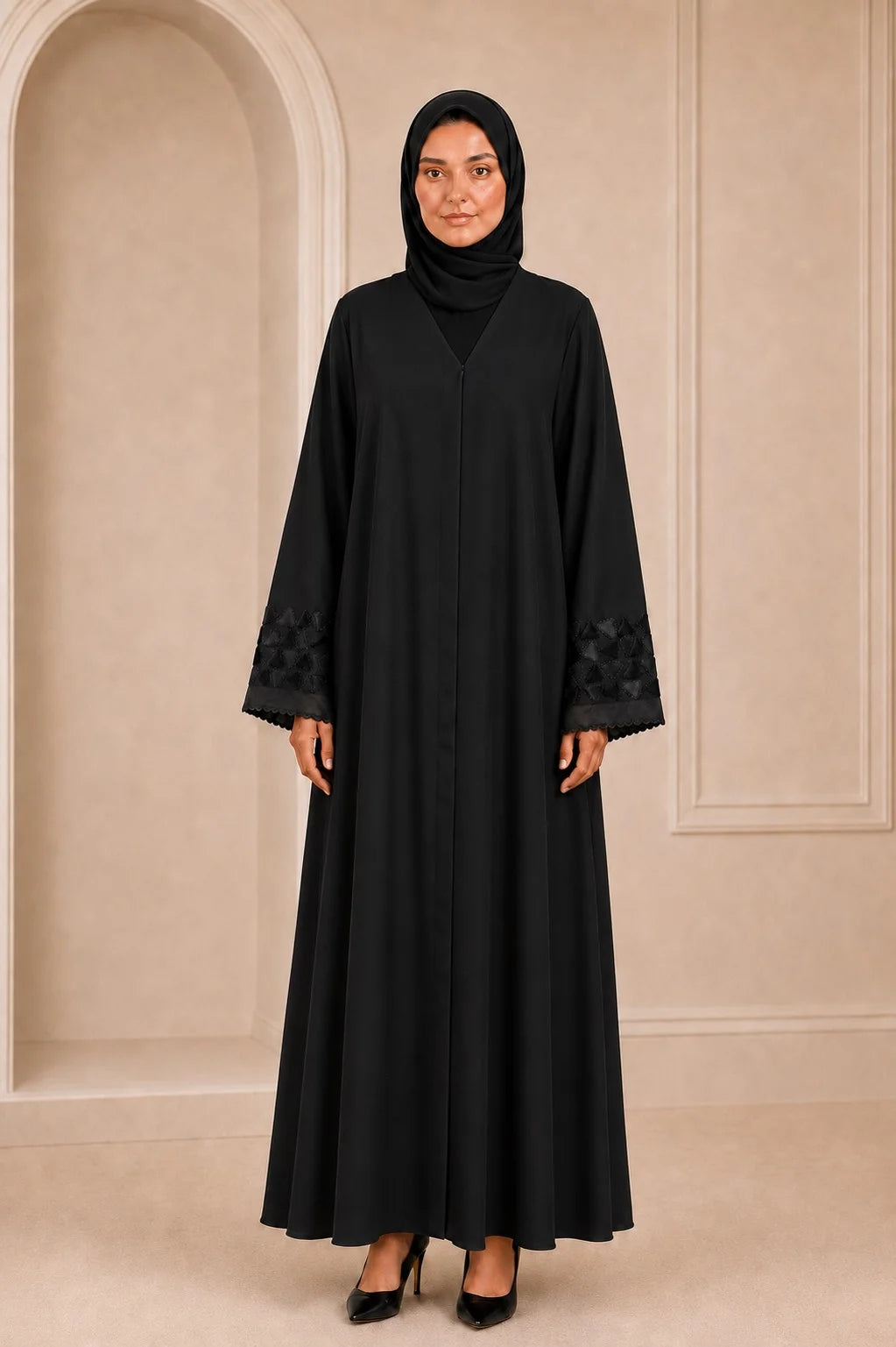 Ayesha's Luxury Embroidered Abaya set | Black