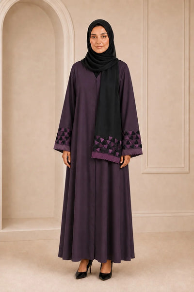 Ayesha's Luxury Embroidered Abaya set | Royal Purple