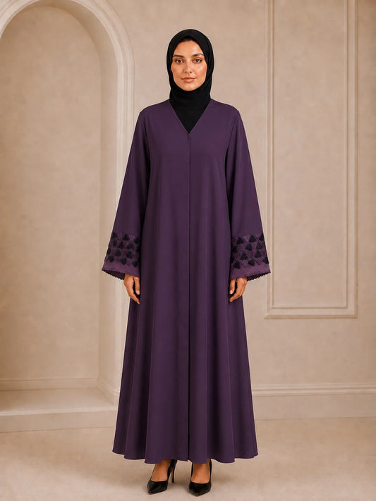 Ayesha's Luxury Embroidered Abaya set | Royal Purple