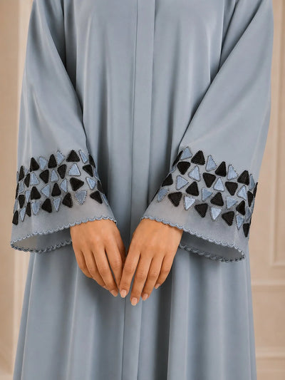 Ayesha's Luxury Embroidered Abaya set | Slate Blue