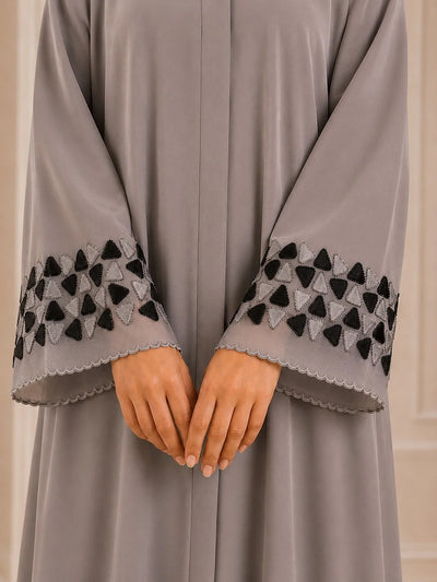 Ayesha's Luxury Embroidered Abaya set | Stone Taupe