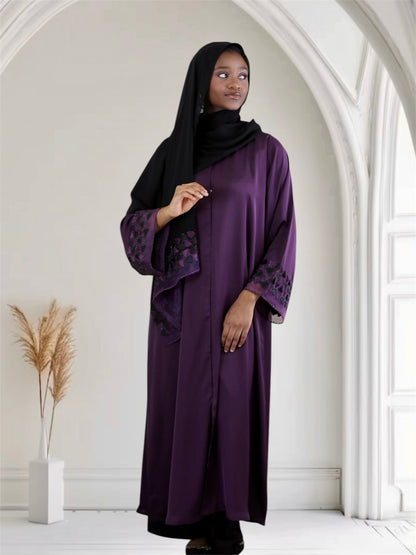 Ayesha's Luxury Embroidered Abaya set | Royal Purple