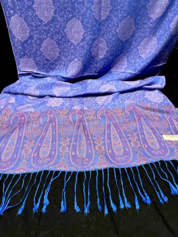 Bright Blue Pashmina Shawl - Ayesha’s Collection