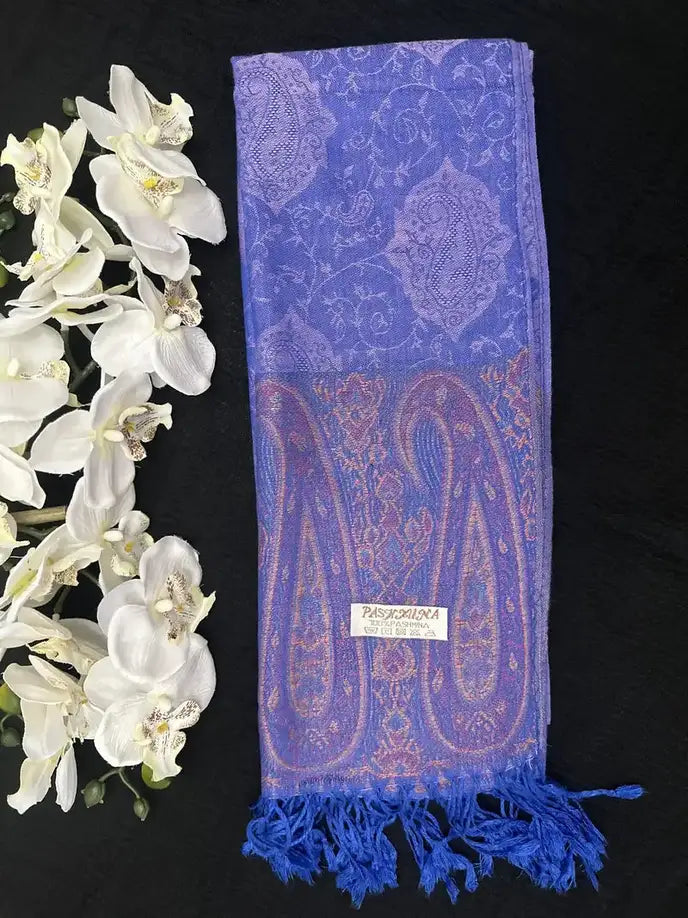 Bright Blue Pashmina Shawl - Ayesha’s Collection