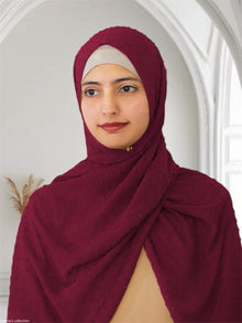 Pom Bubble Chiffon Hijab | Purplish Maroon