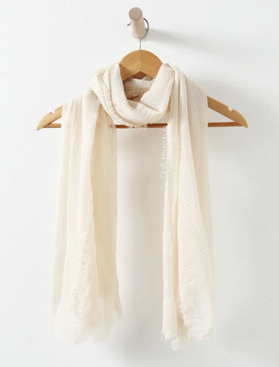 Premium Crinkle Cream Cotton Scarf - Cotton Scarf (Cream) - Ayesha’s Collection