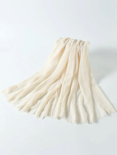 Premium Crinkle Cream Cotton Scarf - Cotton Scarf (Cream) - Ayesha’s Collection