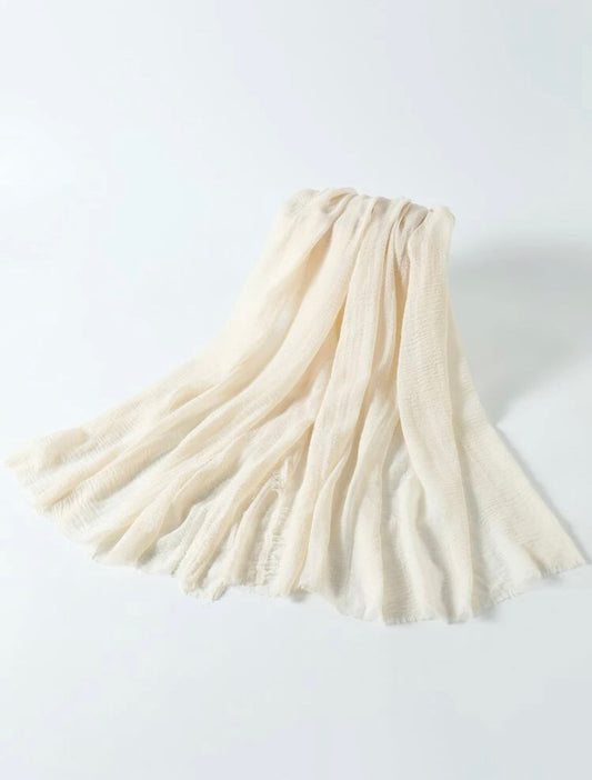 Premium Crinkle Cream Cotton Scarf - Cotton Scarf (Cream) - Ayesha’s Collection
