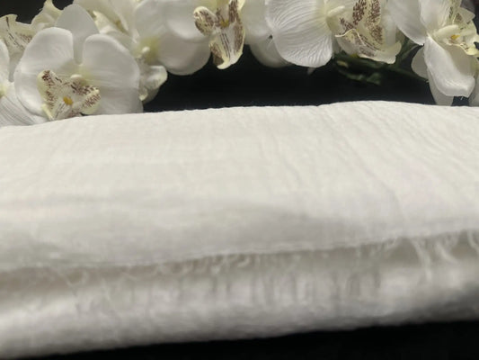 Off White Crepe Cotton Hijab - Ayesha’s Collection
