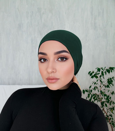 Dark green premium modal hijab flat lay — soft breathable fabric by Ayesha's Collection USA