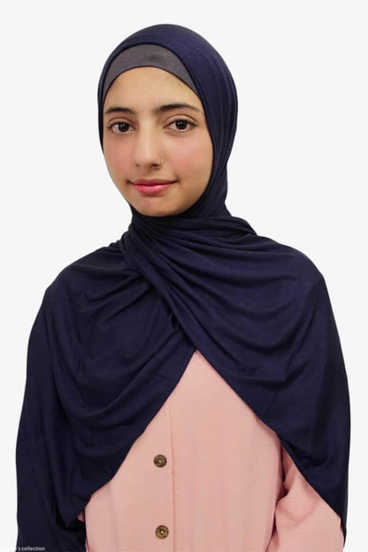Rayon Cotton Jersey Scarf | Navy
