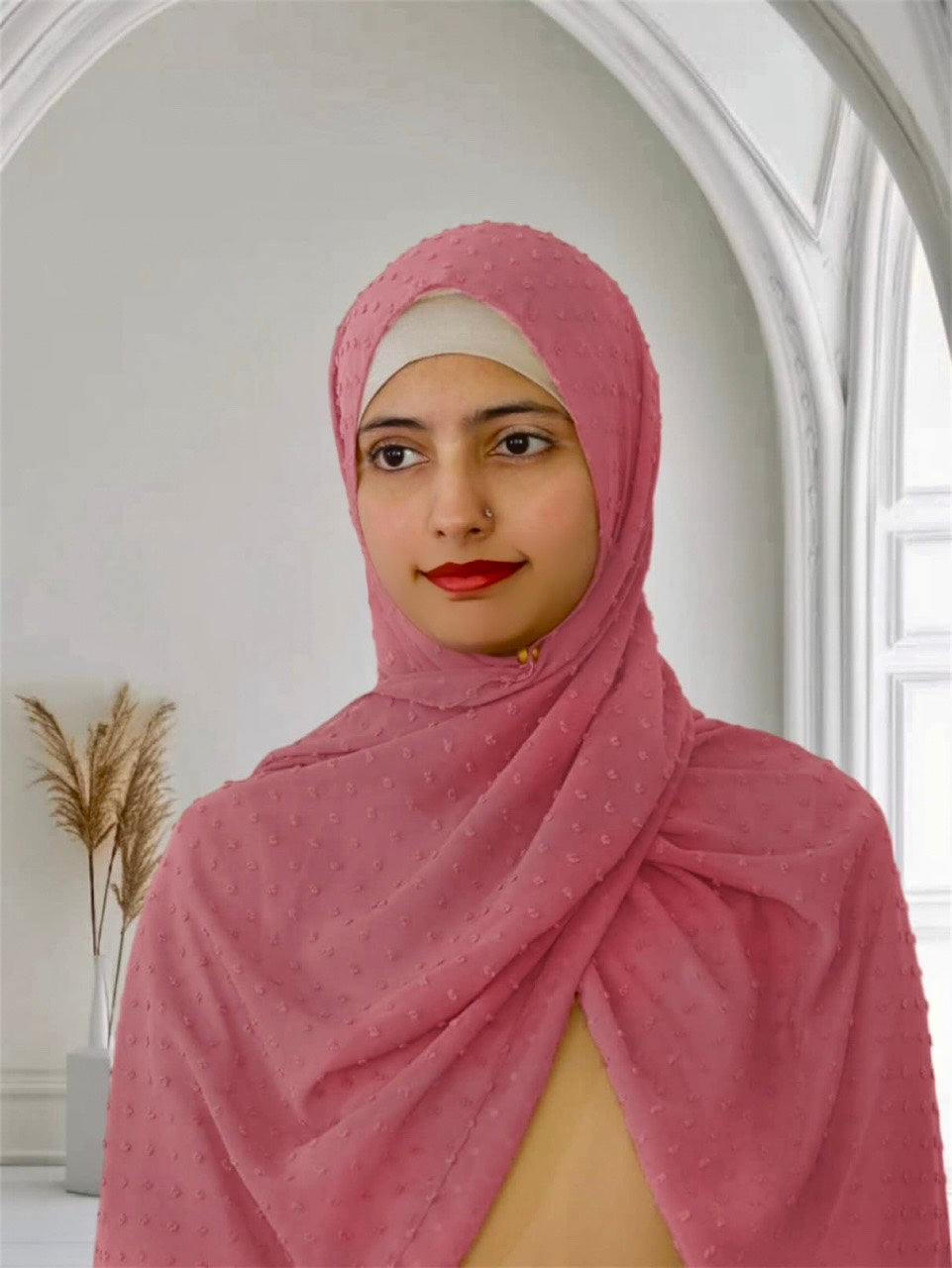Pom Bubble Chiffon Hijab | Pink