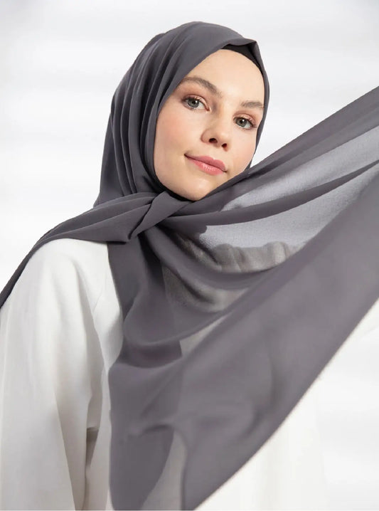 Gray - XL Feather Chiffon Hijabs main image 1